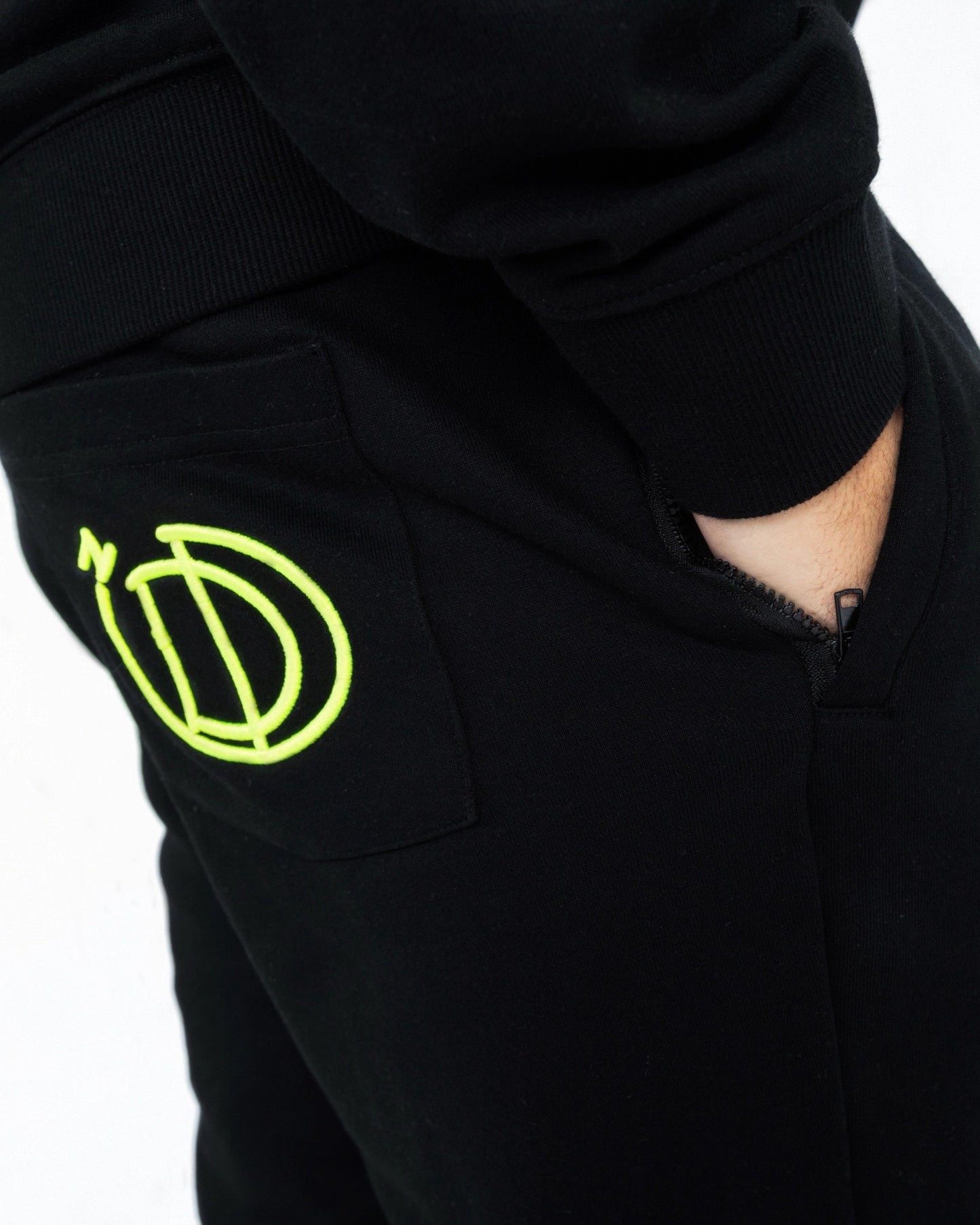 Black & Neon Green Tracksuit Pants-DopeDreamz