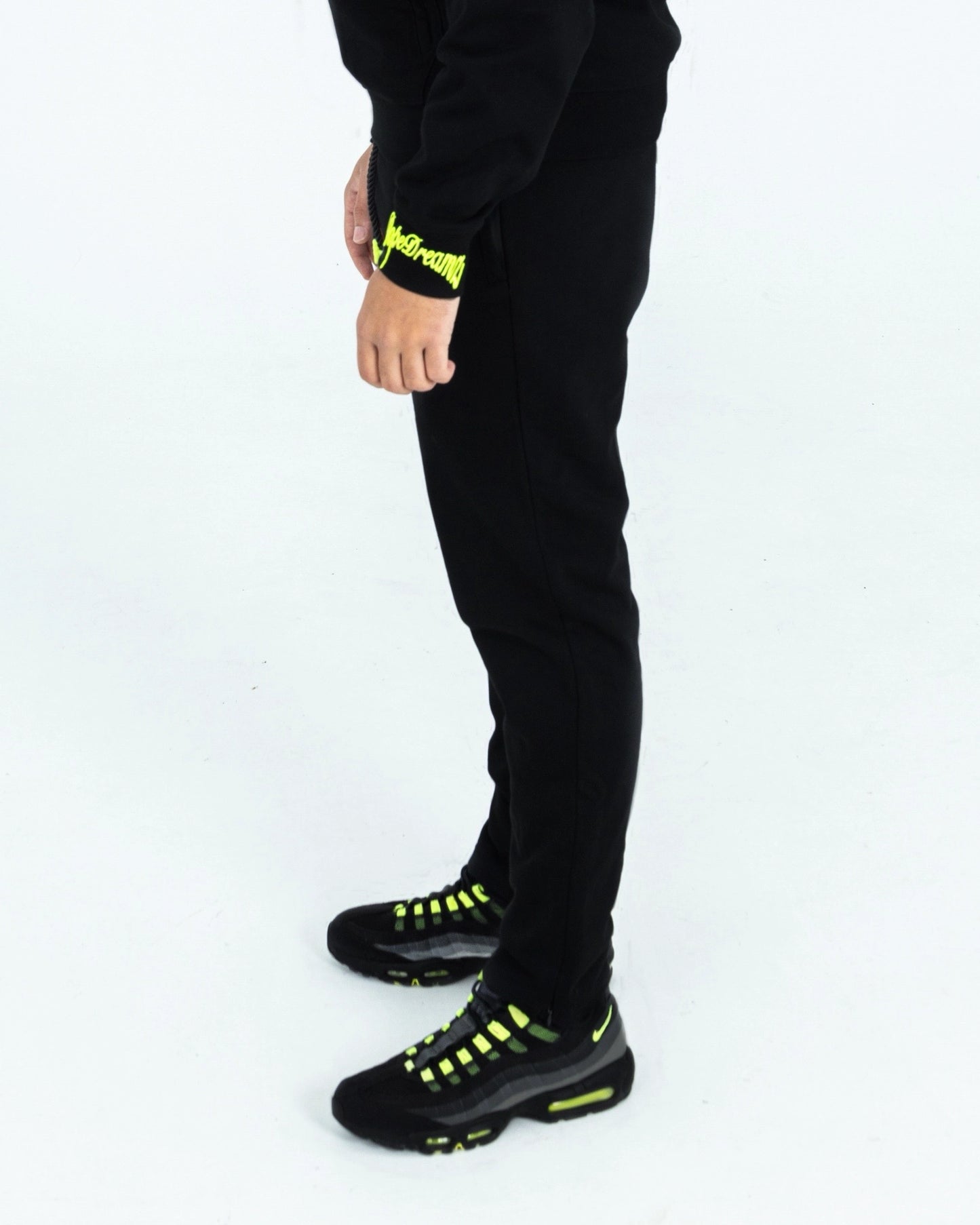 Black & Neon Green Tracksuit Pants-DopeDreamz