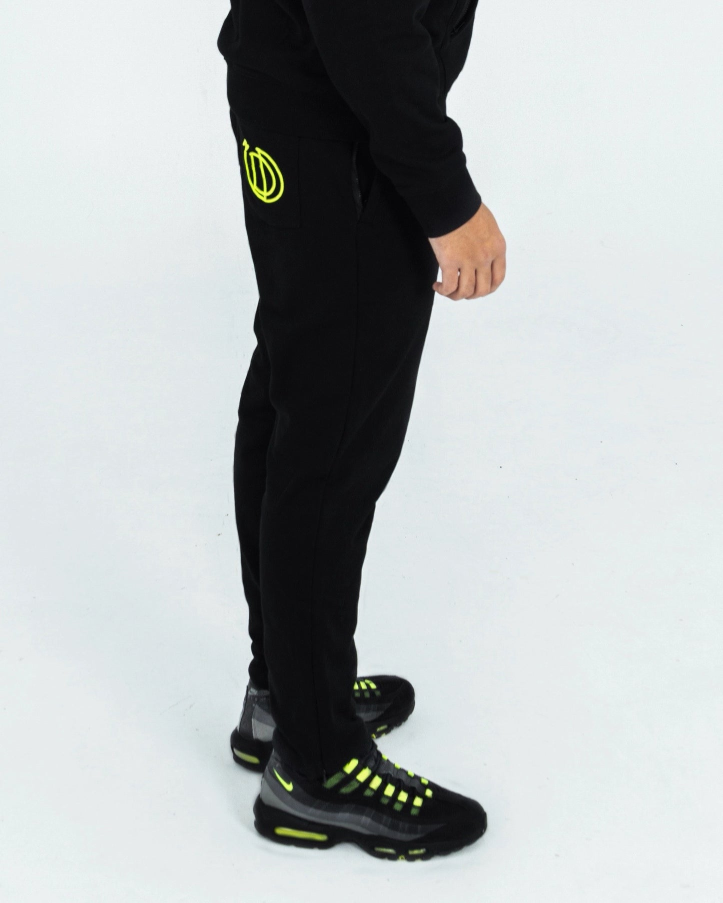 Black & Neon Green Tracksuit Pants-DopeDreamz