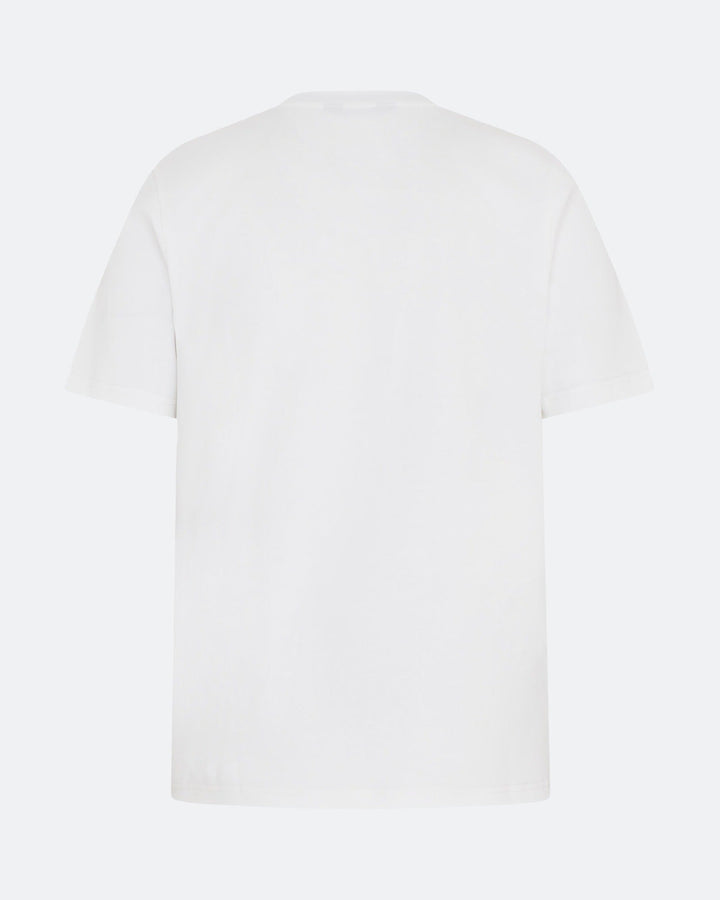 Back view of white DopeDreamz t-shirt on light background
