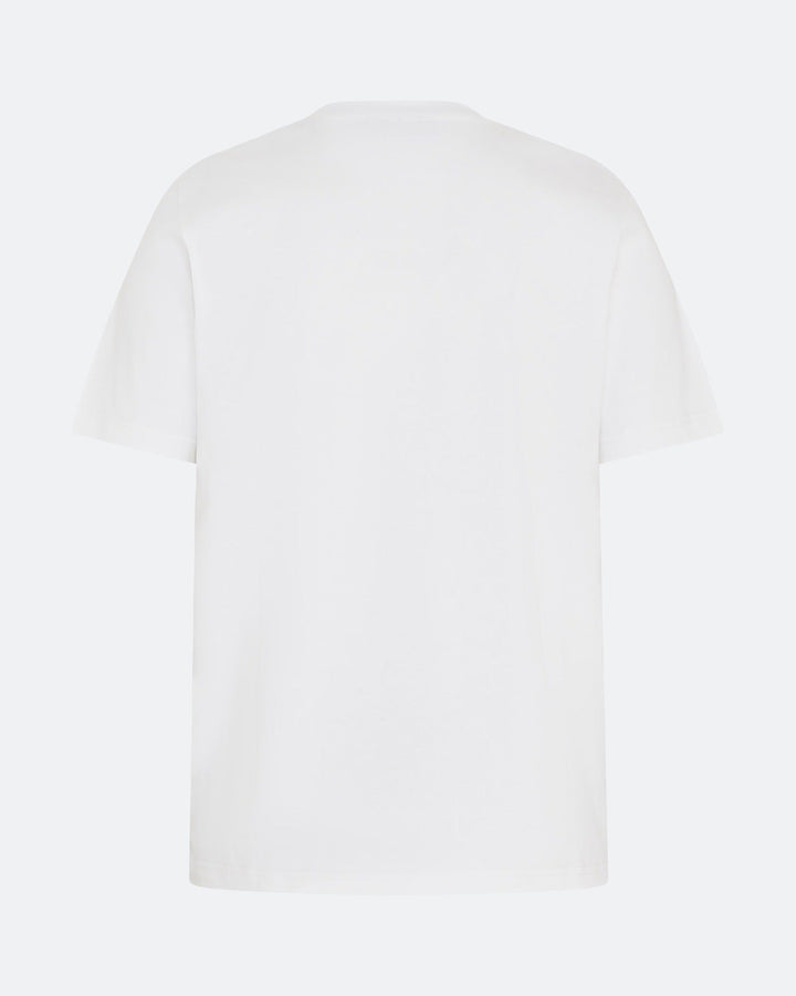 Back view of white DopeDreamz t-shirt on light background
