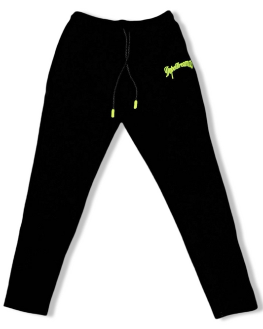 Black & Neon Green Tracksuit Pants