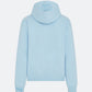Sky blue hoodie with 3D embroidered back logo against a white background
