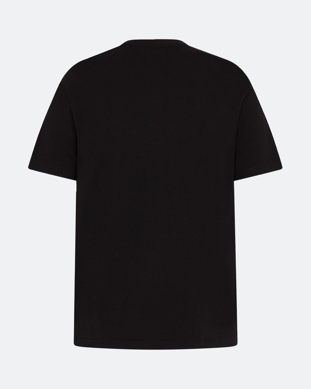 Back view of black DopeDreamz t-shirt on light background
