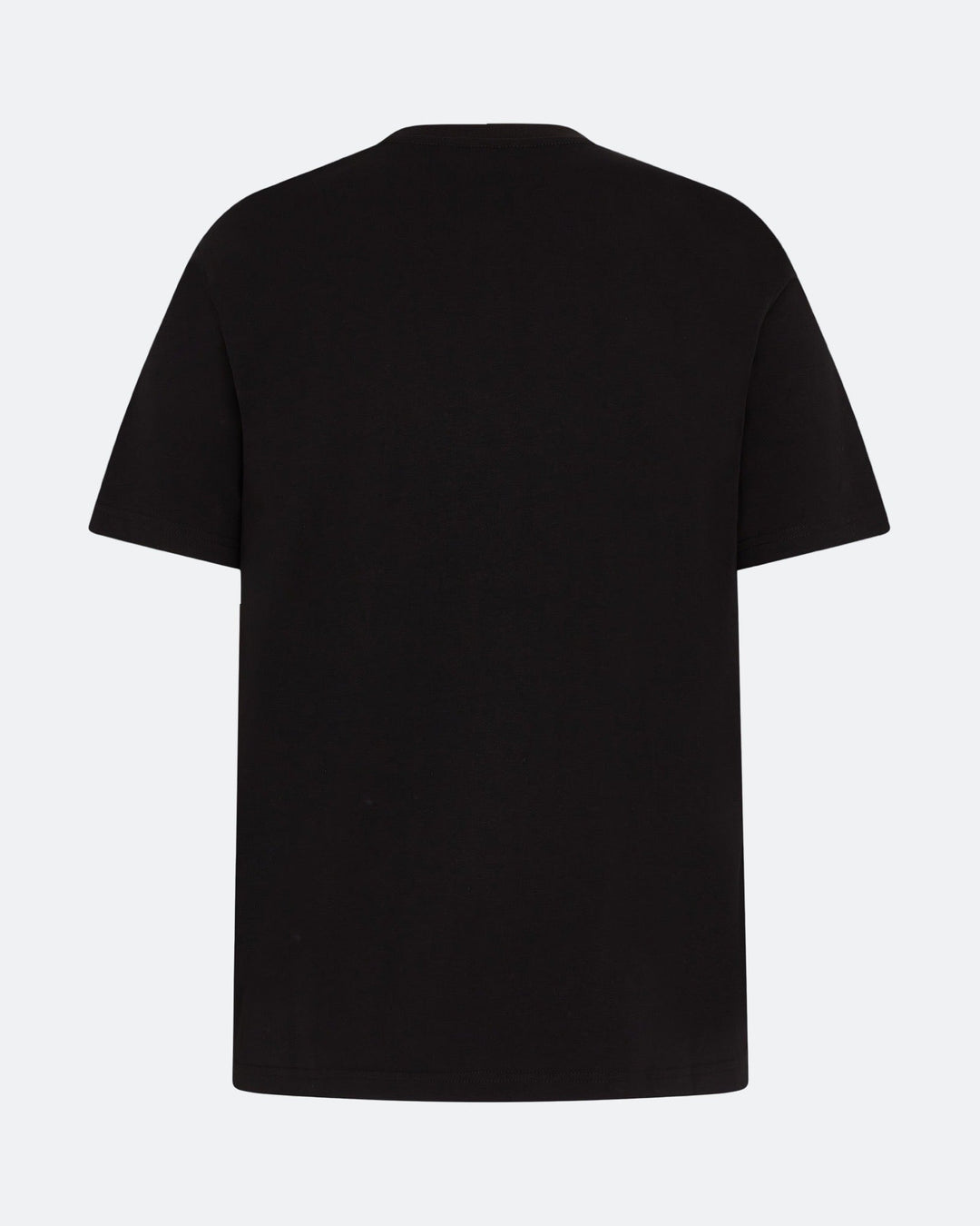 Back view of black DopeDreamz t-shirt on light background

