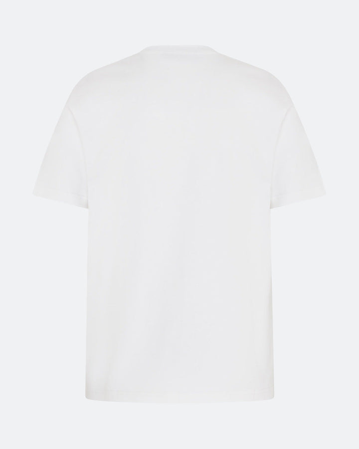 Back view of white DopeDreamz t-shirt on light background
