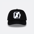 Black DopeDreamz Interlude Noir trucker cap front view with white embroidered DDZ logo