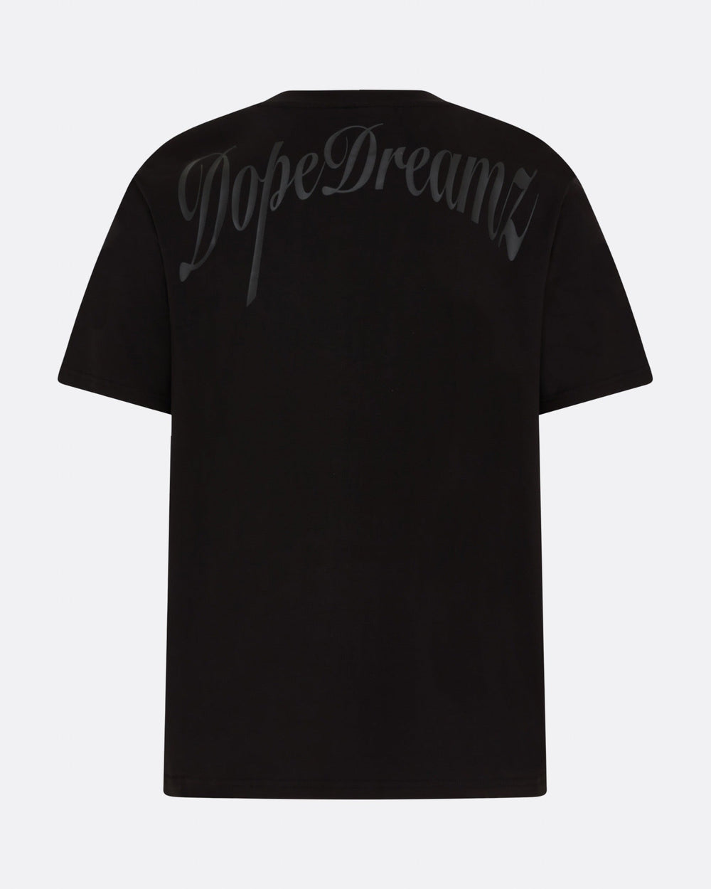     Black DopeDreamz Interlude Noir T-shirt back view with tonal script logo