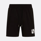     Black DopeDreamz Interlude Noir shorts front view with white embroidered DDZ logo